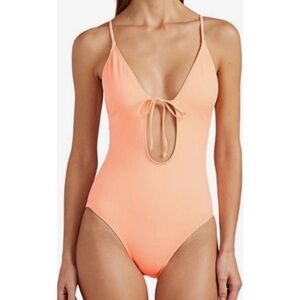 Solid & Striped • the Kelsey keyhole one-piece peach swimsuit • size: M